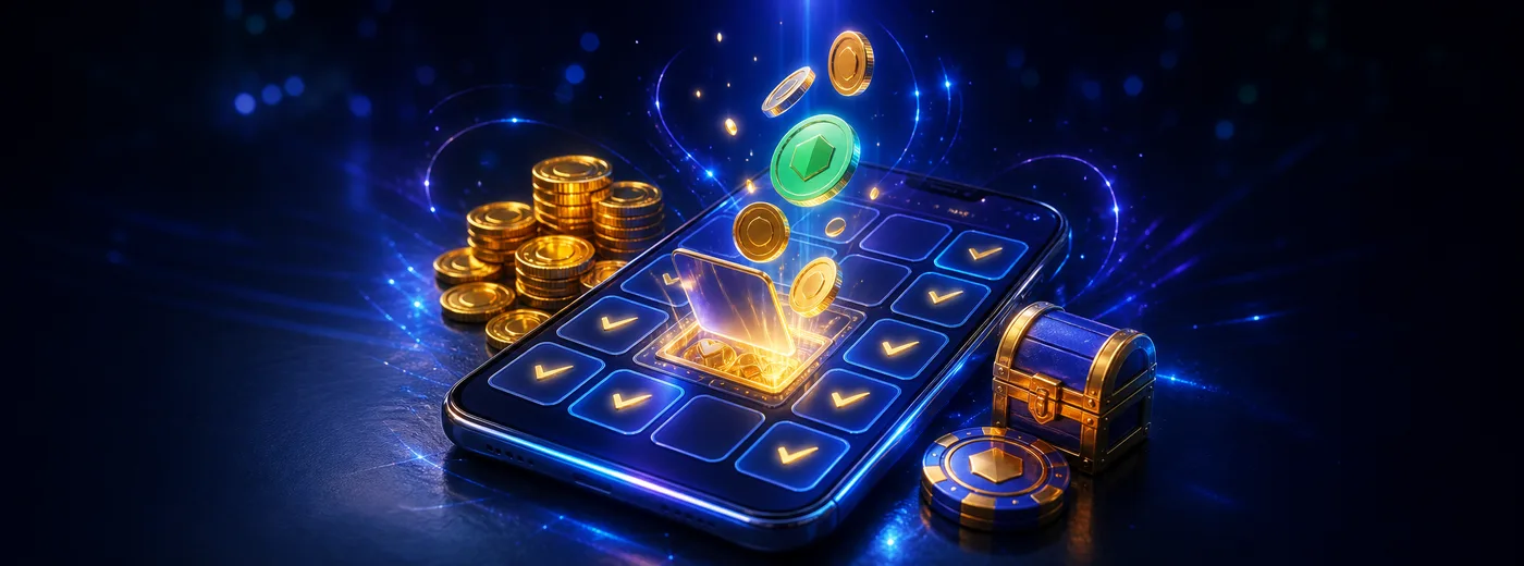 Daily login rewards and coin balance on a mobile screen